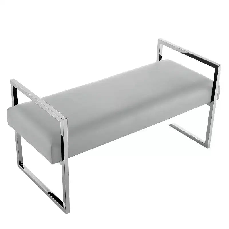 Banc Inspired Home Dalia en velours/similicuir avec cadre doré/chromé