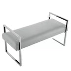 Banc Inspired Home Dalia en velours/similicuir avec cadre doré/chromé