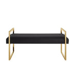 Banc Inspired Home Dalia en velours/similicuir avec cadre doré/chromé