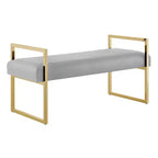 Banc Inspired Home Dalia en velours/similicuir avec cadre doré/chromé