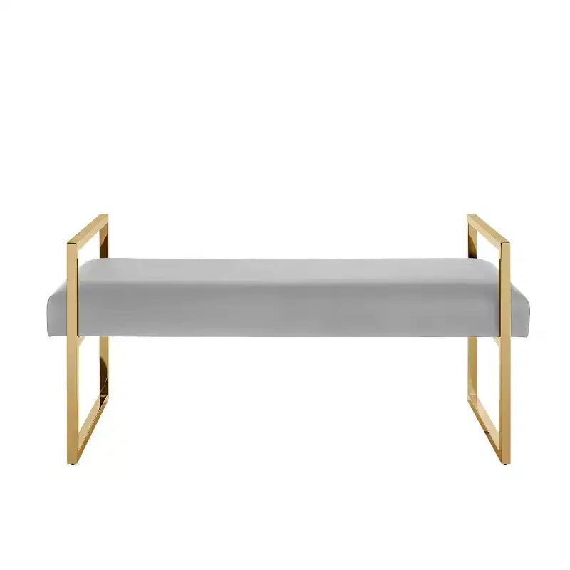 Banc Inspired Home Dalia en velours/similicuir avec cadre doré/chromé