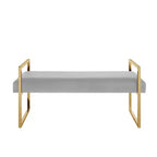 Banc Inspired Home Dalia en velours/similicuir avec cadre doré/chromé