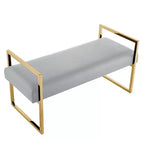 Banc Inspired Home Dalia en velours/similicuir avec cadre doré/chromé