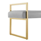 Banc Inspired Home Dalia en velours/similicuir avec cadre doré/chromé