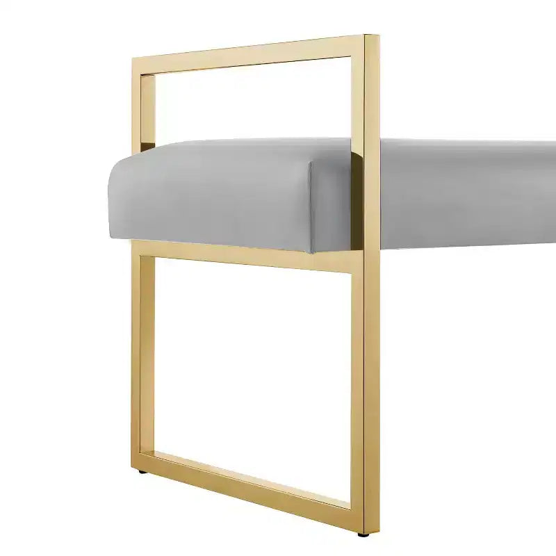 Banc Inspired Home Dalia en velours/similicuir avec cadre doré/chromé