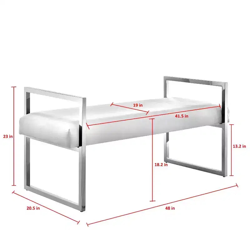 Banc Inspired Home Dalia en velours/similicuir avec cadre doré/chromé