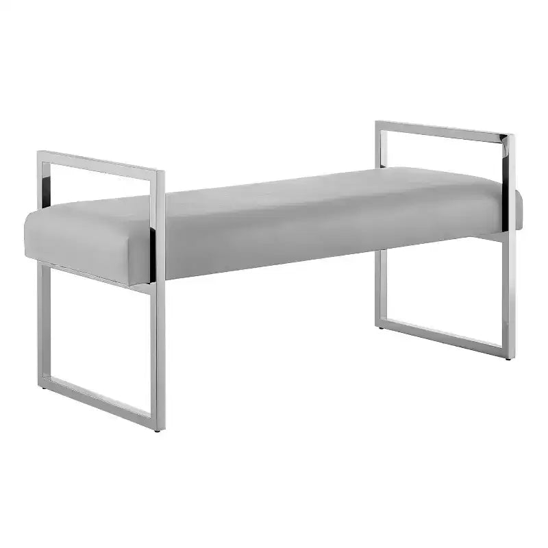 Banc Inspired Home Dalia en velours/similicuir avec cadre doré/chromé