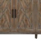 HomeRoots Buffet à Quatre Portes Géométrique Sculpté Vieilli Naturel et Marron 60