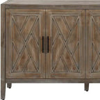 HomeRoots Buffet à Quatre Portes Géométrique Sculpté Vieilli Naturel et Marron 60