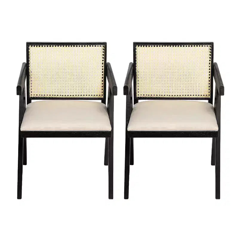 Christopher Knight Home Chaises de salle à manger avec accoudoirs en bois d'hévéa et cannage Randall (Lot de 2)