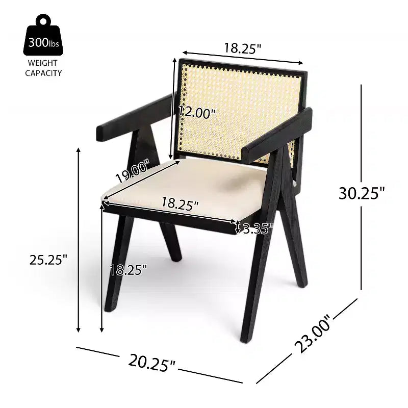 Christopher Knight Home Chaises de salle à manger avec accoudoirs en bois d'hévéa et cannage Randall (Lot de 2)