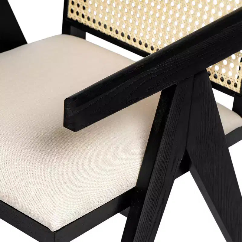 Christopher Knight Home Chaises de salle à manger avec accoudoirs en bois d'hévéa et cannage Randall (Lot de 2)