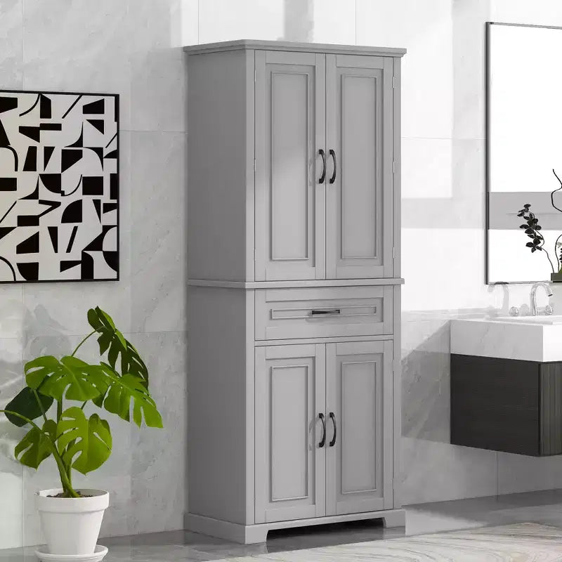 Meuble de rangement de salle de bain Whisen avec portes, étagère réglable et tiroir, espaces de rangement multiples