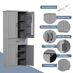 Meuble de rangement de salle de bain Whisen avec portes, étagère réglable et tiroir, espaces de rangement multiples