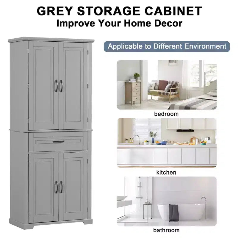 Meuble de rangement de salle de bain Whisen avec portes, étagère réglable et tiroir, espaces de rangement multiples