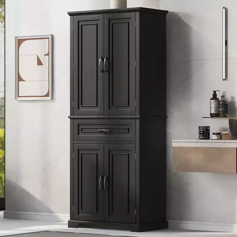 Meuble de rangement de salle de bain Whisen avec portes, étagère réglable et tiroir, espaces de rangement multiples