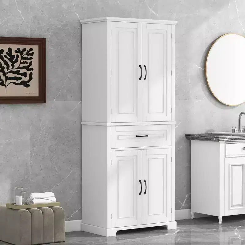 Meuble de rangement de salle de bain Whisen avec portes, étagère réglable et tiroir, espaces de rangement multiples