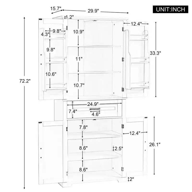 Meuble de rangement de salle de bain Whisen avec portes, étagère réglable et tiroir, espaces de rangement multiples