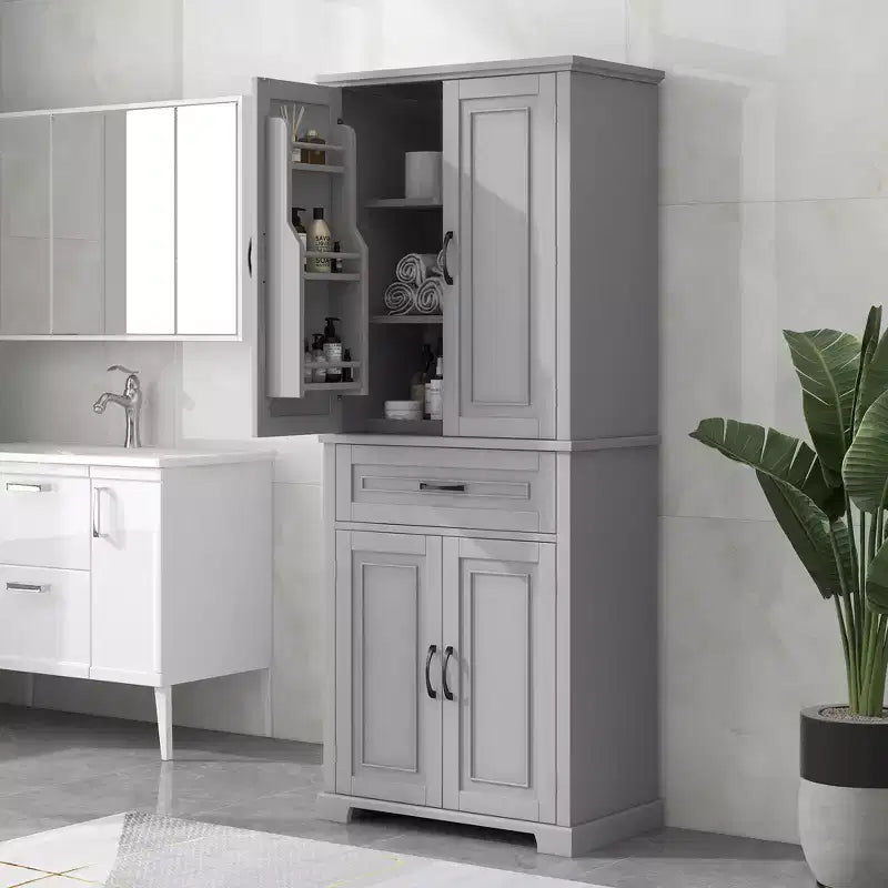 Meuble de rangement de salle de bain Whisen avec portes, étagère réglable et tiroir, espaces de rangement multiples