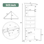 Whisen Armoire de rangement d'angle pour salle de bain, armoire d'angle avec 3 tiroirs et étagères réglables