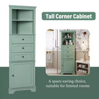 Whisen Armoire de rangement d'angle pour salle de bain, armoire d'angle avec 3 tiroirs et étagères réglables