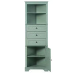 Whisen Armoire de rangement d'angle pour salle de bain, armoire d'angle avec 3 tiroirs et étagères réglables