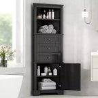 Whisen Armoire de rangement d'angle pour salle de bain, armoire d'angle avec 3 tiroirs et étagères réglables