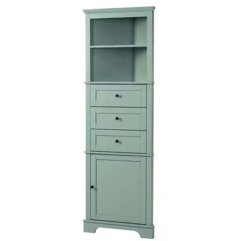 Whisen Armoire de rangement d'angle pour salle de bain, armoire d'angle avec 3 tiroirs et étagères réglables