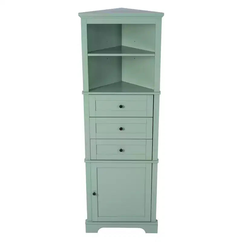 Whisen Armoire de rangement d'angle pour salle de bain, armoire d'angle avec 3 tiroirs et étagères réglables