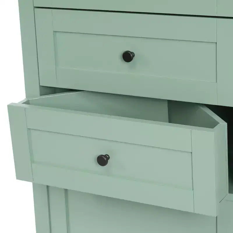 Whisen Armoire de rangement d'angle pour salle de bain, armoire d'angle avec 3 tiroirs et étagères réglables