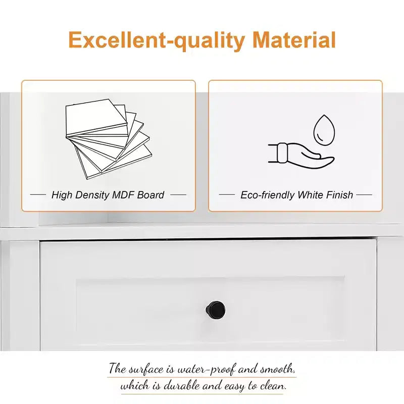 Whisen Armoire de rangement d'angle pour salle de bain, armoire d'angle avec 3 tiroirs et étagères réglables