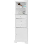 Whisen Armoire de rangement d'angle pour salle de bain, armoire d'angle avec 3 tiroirs et étagères réglables