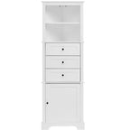 Whisen Armoire de rangement d'angle pour salle de bain, armoire d'angle avec 3 tiroirs et étagères réglables