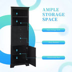 Whisen Armoire de rangement d'angle pour salle de bain, armoire d'angle avec 3 tiroirs et étagères réglables