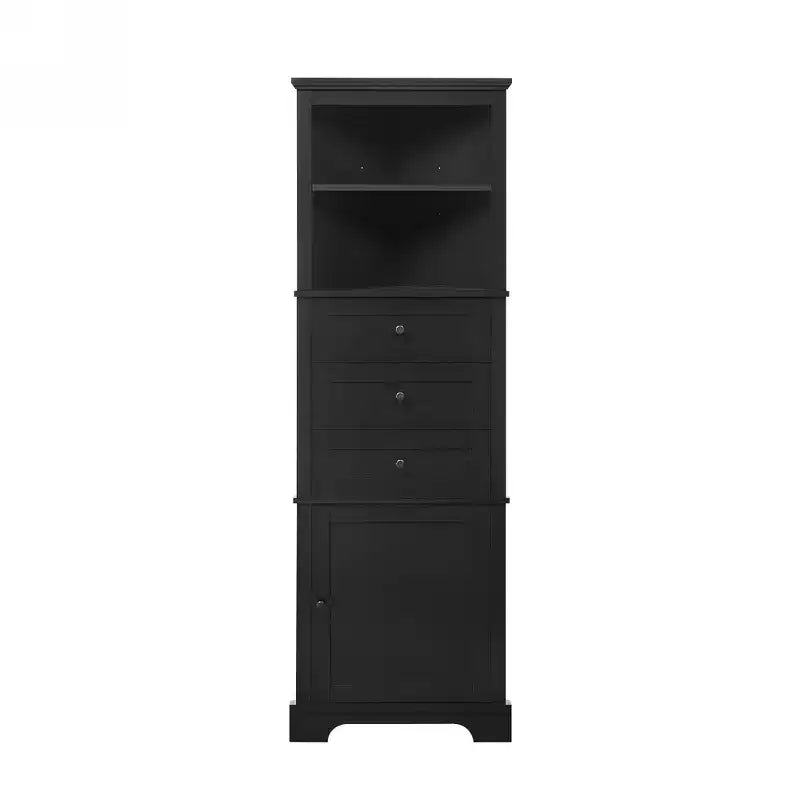 Whisen Armoire de rangement d'angle pour salle de bain, armoire d'angle avec 3 tiroirs et étagères réglables