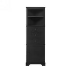 Whisen Armoire de rangement d'angle pour salle de bain, armoire d'angle avec 3 tiroirs et étagères réglables