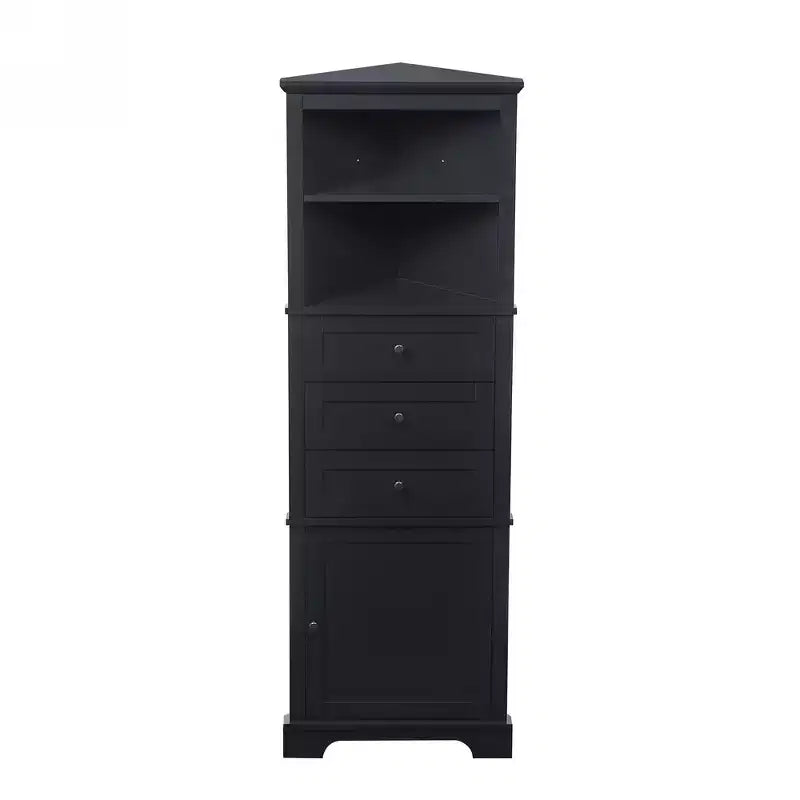 Whisen Armoire de rangement d'angle pour salle de bain, armoire d'angle avec 3 tiroirs et étagères réglables