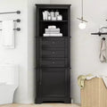 Whisen Triangle Bathroom Storage Cabinet Corner Cabinet with 3 Drawers and Adjustable Shelves