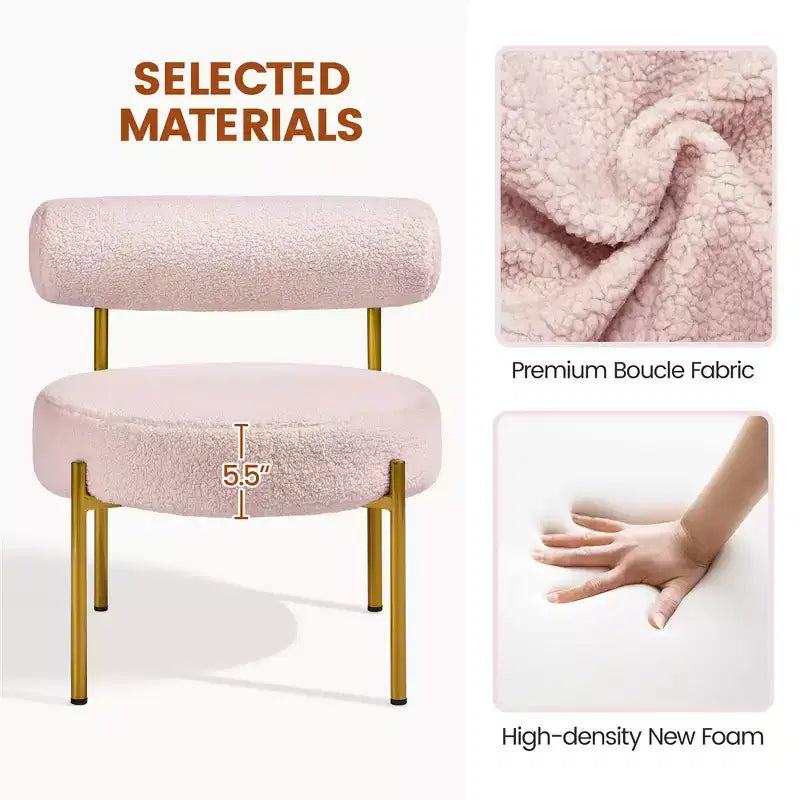 Yaheetech Lot de 2 fauteuils d'appoint en tissu bouclé avec pieds en métal doré pour salon, chambre, salle de détente