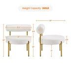 Yaheetech Lot de 2 fauteuils d'appoint en tissu bouclé avec pieds en métal doré pour salon, chambre, salle de détente