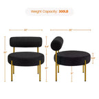 Yaheetech Lot de 2 fauteuils d'appoint en tissu bouclé avec pieds en métal doré pour salon, chambre, salle de détente