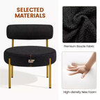 Yaheetech Lot de 2 fauteuils d'appoint en tissu bouclé avec pieds en métal doré pour salon, chambre, salle de détente