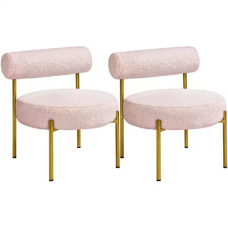 Yaheetech Lot de 2 fauteuils d'appoint en tissu bouclé avec pieds en métal doré pour salon, chambre, salle de détente