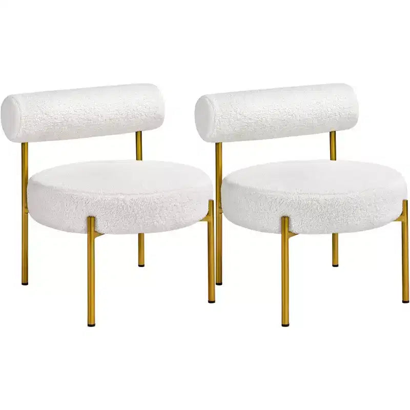 Yaheetech Lot de 2 fauteuils d'appoint en tissu bouclé avec pieds en métal doré pour salon, chambre, salle de détente