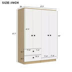 GDFStudio Bowen – Armoire de chambre moderne à 4 portes avec tringles et 2 tiroirs