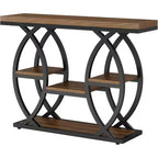 Lantine 39.37 Console Table, Industrial 4-Tier Sofa Table Narrow Wood Entryway Table with Storage Shelves