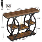 Lantine 39.37 Table Console, Table de Canapé Industrielle à 4 Niveaux, Table d'Entrée Étroite en Bois avec Étagères de Rangement