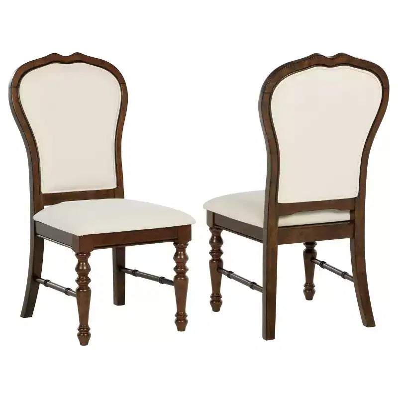 GDFStudio Bennett Upholstered Fabric and Wood Dining Chairs with Rounded Backs and Turned Legs (Set of 2)