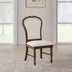 Chaises de salle à manger GDFStudio Bennett en tissu et bois avec dossier arrondi et pieds tournés (Lot de 2)