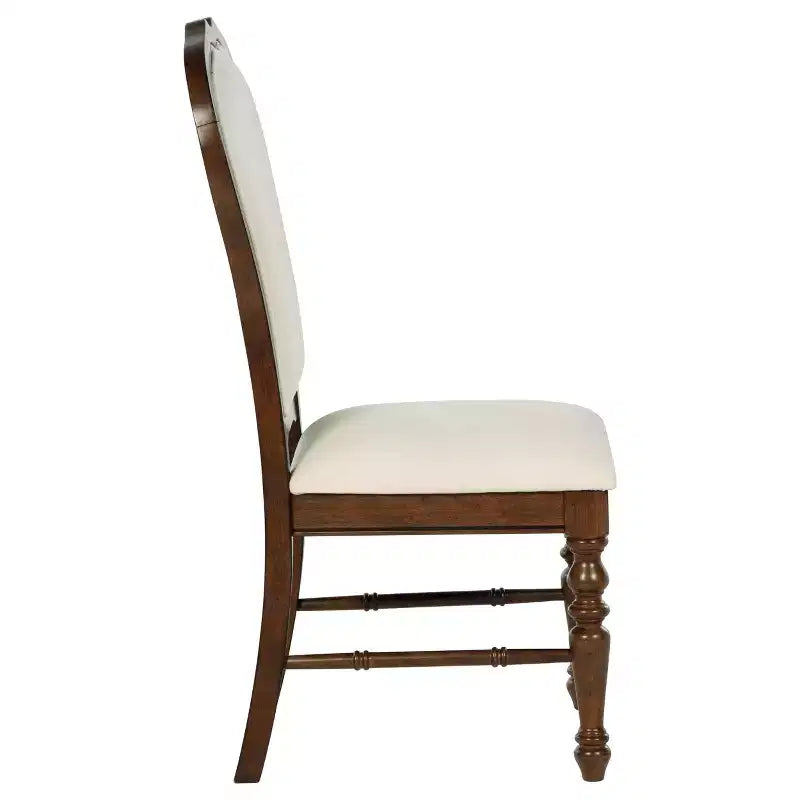Chaises de salle à manger GDFStudio Bennett en tissu et bois avec dossier arrondi et pieds tournés (Lot de 2)